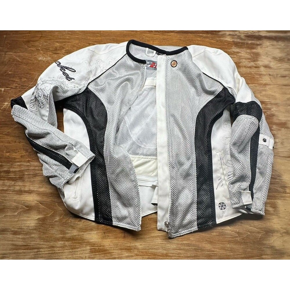 Women’s Joe Rocket Motorcycle Jacket Size XLMesh White/Black Floral Design Armor
